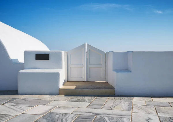 Traditionele Binnenplaats Ingang Het Dorp Oia Santorini Griekenland Traditionele Architectuur — Stockfoto