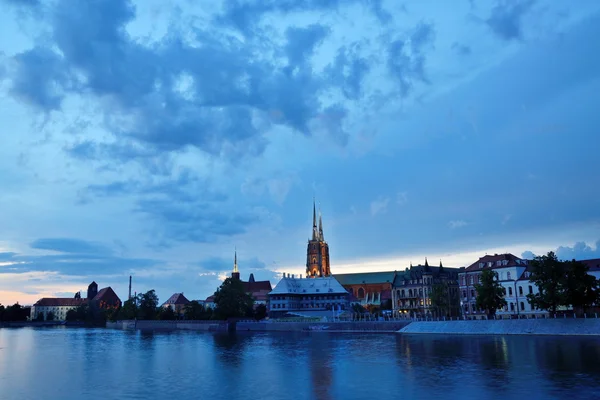 Ciudad de Wroclaw por la noche — Foto de Stock