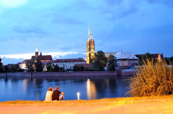 Ciudad de Wroclaw por la noche — Foto de Stock