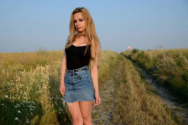 Beautiful Young Woman Posing Outdoor Photos Summer Poland Woman Surrounded — Stock Photo, Image