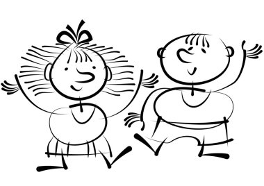 Beyaz arka plan üzerinde izole kız ve erkek