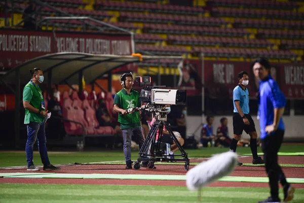 Bangkok Thailand Februari 2021 Team Live Stream Tijdens Thaileague Tussen — Stockfoto