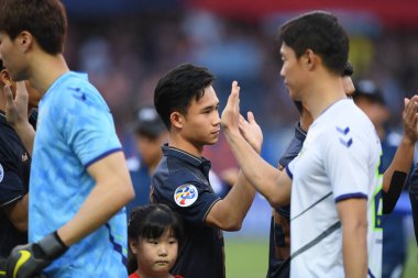 Buriram, Tayland-Mar13,2019: Buriram Stadyumu 'nda Jeonbuk Hyundai' ye karşı defin rampası arasında AFC2019 sırasında Supachok sarachat oyuncusu