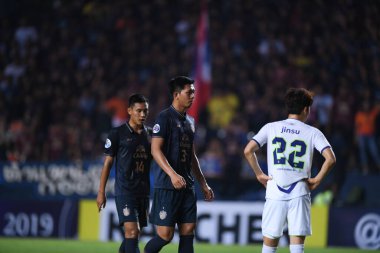 Buriram, Tayland-Mar13,2019: Buriram Stadyumu 'nda Jeonbuk Hyundai' ye karşı gömülü vaziyette AFC2019 'da birleşen Pansa hemviboon defin oyuncusu