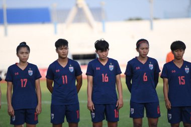 Chonburi-Tayland-19aug2019: Tayland Beden Eğitimi Enstitüsü 'nde Tayland futbolcusu 9-0 Timor leste, Tayland