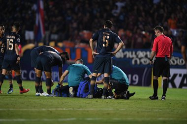 Buriram, Tayland-Mar13. 2019: Andres Tunez defin oyuncusu AFC2019 sırasında defnedilmek üzere Jeonbuk Hyundai 'ye karşı defnedilmek üzere bir araya geldi.