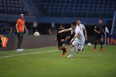 Buriram, Tayland-Mar13,2019: Buriram Stadyumu 'nda Jeonbuk Hyundai' ye karşı defin rampası arasında AFC2019 sırasında Supachok sarachat oyuncusu