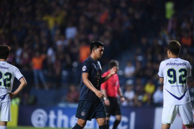 Buriram, Tayland-Mar13,2019: Buriram Stadyumu 'nda Jeonbuk Hyundai' ye karşı gömülü vaziyette AFC2019 'da birleşen Pansa hemviboon defin oyuncusu