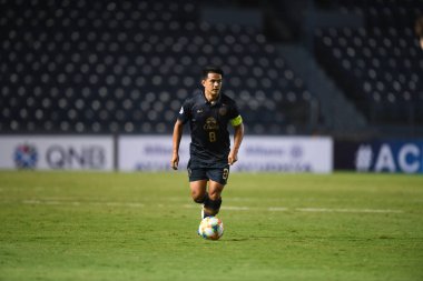 Buriram, Tayland-Mar13,2019: Buriram Stadyumu 'nda Jeonbuk Hyundai' ye karşı AFC2019 'da gömülen gömü sırasında bir araya gelen Suchao nutnum oyuncusu