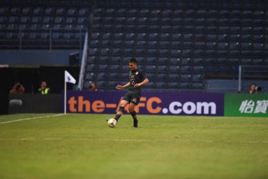 Buriram, Tayland-Mar13.2019: Buriram Stadyumu 'nda Jeonbuk Hyundai' ye karşı AFC2019 'da defnedilmek üzere birleşen Chitipat Thank lang oyuncusu