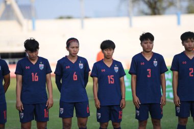 Chonburi-Tayland-19aug2019: Tayland Beden Eğitimi Enstitüsü 'nde Tayland futbolcusu 9-0 Timor leste, Tayland