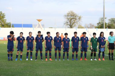 Chonburi-Tayland-19aug2019: Tayland Beden Eğitimi Enstitüsü 'nde Tayland futbolcusu 9-0 Timor leste, Tayland