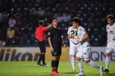 Buriram, Tayland-Mar13,2019: Buriram Stadyumu 'nda Jeonbuk Hyundai' ye karşı defin rampası arasında AFC2019 sırasında Supachok sarachat oyuncusu