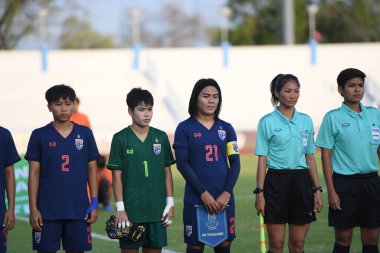Chonburi-Tayland-19aug2019: Tayland Beden Eğitimi Enstitüsü 'nde Tayland futbolcusu 9-0 Timor leste, Tayland