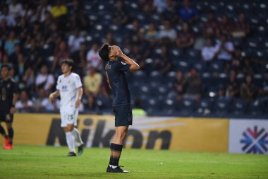 Buriram, Tayland-Mar13.2019: Buriram Stadyumu 'nda Jeonbuk Hyundai' ye karşı AFC2019 'da defnedilmek üzere birleşen bir defin oyuncusu.