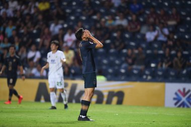 Buriram, Tayland-Mar13.2019: Buriram Stadyumu 'nda Jeonbuk Hyundai' ye karşı AFC2019 'da defnedilmek üzere birleşen bir defin oyuncusu.