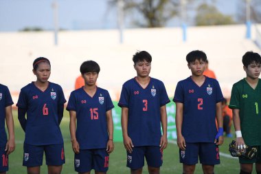 Chonburi-Tayland-19aug2019: Tayland Beden Eğitimi Enstitüsü 'nde Tayland futbolcusu 9-0 Timor leste, Tayland