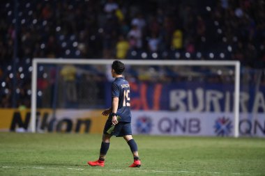 Buriram, Tayland-Mar13,2019: Buriram Stadyumu 'nda Jeonbuk Hyundai' ye karşı defin rampası arasında AFC2019 sırasında Supachok sarachat oyuncusu
