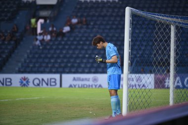 Buriram, Tayland-Mar13,2019: Buriram Stadyumu 'nda Jeonbuk Hyundai' nin Jeonbuk Hyundai 'ye karşı defnedildiği AFC2019' da Song bumkeun # 31 oyuncusuydu.
