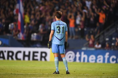 Buriram, Tayland-Mar13,2019: Buriram Stadyumu 'nda Jeonbuk Hyundai' nin Jeonbuk Hyundai 'ye karşı defnedildiği AFC2019' da Song bumkeun # 31 oyuncusuydu.