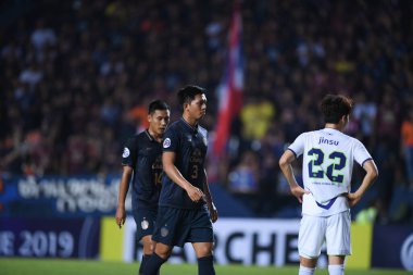 Buriram, Tayland-Mar13,2019: Buriram Stadyumu 'nda Jeonbuk Hyundai' ye karşı gömülü vaziyette AFC2019 'da birleşen Pansa hemviboon defin oyuncusu