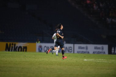 Buriram, Tayland-Mar13,2019: Buriram Stadyumu 'nda Jeonbuk Hyundai' ye karşı defin rampası arasında AFC2019 sırasında Supachok sarachat oyuncusu