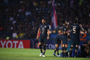Buriram, Tayland-Mar13,2019: Buriram Stadyumu 'nda Jeonbuk Hyundai' ye karşı gömülü vaziyette AFC2019 'da birleşen Pansa hemviboon defin oyuncusu