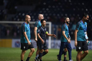 Buriram, Tayland-Mar13.2019: Buriram Stadyumu 'nda Jeonbuk Hyundai' ye karşı gömme rampası arasında AFC2019 'da bir araya gelen defin oyuncusu.