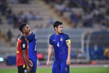 Bangkok-Tayland-9NOV2018: Tayland milli stadyumunda Timor leste ile Tayland arasındaki AFF Suzuki Kupası 2018 maçında Chalermpong Keadkaew oyuncusu