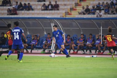 Bangkok-Tayland-9NOV2018: Tayland milli stadyumundaki Timor leste ile Tayland arasındaki AFF Suzuki Kupası 2018 maçında Korrakod Viriyaudomsiri oyuncusu