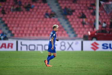 Bangkok-Tayland-9NOV2018: Tayland Milli Stadyumu 'nda Tayland ile Tayland arasındaki AFF Suzuki Kupası 2018' de oynayan Phillip patenci