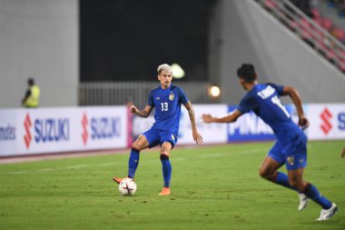 Bangkok-Tayland-9NOV2018: Tayland Milli Stadyumu 'nda Tayland ile Tayland arasındaki AFF Suzuki Kupası 2018' de oynayan Phillip patenci