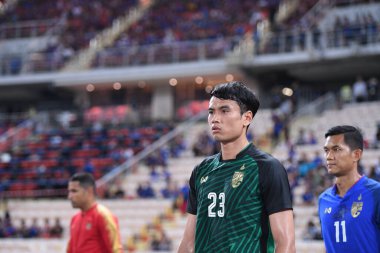 Bangkok-Tayland-17NOV2018: Siwarak Tedsungnean Tayland Milli Stadyumu 'nda Tayland ile Endonezya arasında oynanan AFF Suzuki Kupası 2018' de