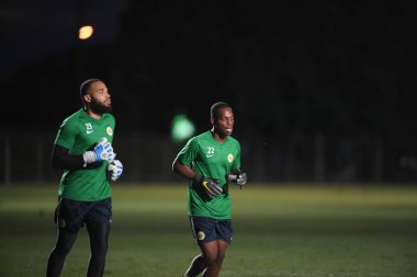 Buriram-Tayland-7Jun2019: Curacao oyuncusu Vietnam 'a karşı antrenman öncesi Chang antrenman sahasında, defin, thailand