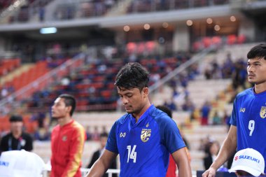 Bangkok-Tayland-17NOV2018: Tayland milli stadyumunda Tayland ile Endonezya arasındaki AFF Suzuki Kupası 2018 'de Nurul Sriyankem oyuncusu eylemde
