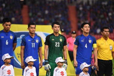 Bangkok-Tayland-17NOV2018: Siwarak Tedsungnean Tayland Milli Stadyumu 'nda Tayland ile Endonezya arasında oynanan AFF Suzuki Kupası 2018' de