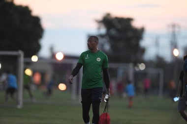 Buriram-Tayland-7Jun2019: Curacao oyuncusu Vietnam 'a karşı antrenman öncesi Chang antrenman sahasında, defin, thailand