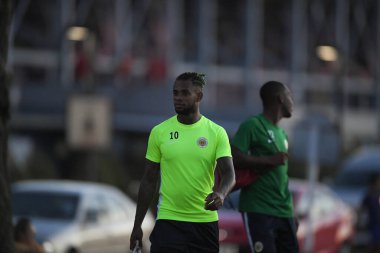 Buriram-Tayland-7Jun2019: Curacao oyuncusu Vietnam 'a karşı antrenman öncesi Chang antrenman sahasında, defin, thailand