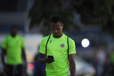 Buriram-Tayland-7Jun2019: Curacao oyuncusu Vietnam 'a karşı antrenman öncesi Chang antrenman sahasında, defin, thailand