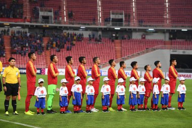 Bangkok-Tayland-17NOV2018: AFF Suzuki Kupası 2018 sırasında Endonezya 'ya karşı ulusal stadyum, Tayland
