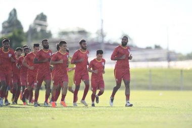 Buriram-Tayland-7Jun2019: Tayland maçından önce Chang antrenman sahasında, defin, Tayland