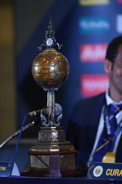 Buriram-Tayland-8 Haziran 2019: Remko bicentini başkanı Curacao basın toplantısı şampiyonu Kings Cup turnuvası sonrasında Chang Arena, Buriram, Tayland