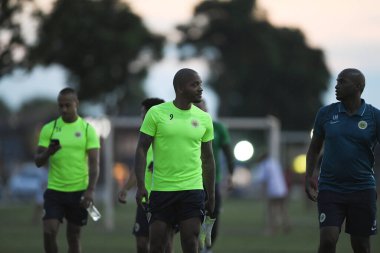 Buriram-Tayland-7Jun2019: Curacao oyuncusu Vietnam 'a karşı antrenman öncesi Chang antrenman sahasında, defin, thailand