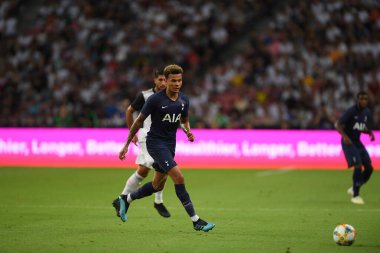 Kallang, Singapur - 21 Temmuz 2019: Dele Alli, Juventus ile Singapur Ulusal Stadyumu arasındaki buzul 2019 sırasında Tottenham Hotspur oyuncusu  