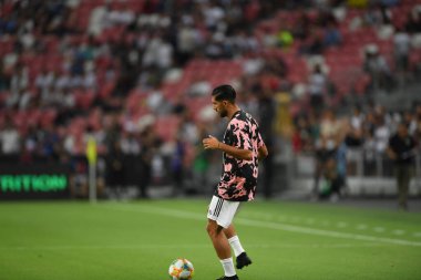 Kallang, Singapur - 21 Temmuz 2019: Ulusal stadyum, Singapur 'da Juventus ve mahmuz arasındaki maç