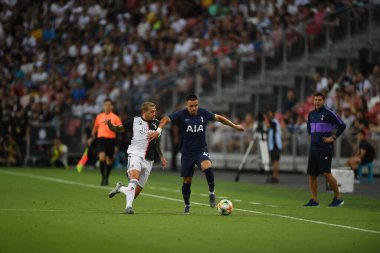 Kallang, Singapur - 21 Temmuz 2019: Tottenham Hotspur oyuncusu Anthony Georgiou, Juventus ile Singapur Ulusal Stadyumu arasındaki buzul 2019 savaşında 