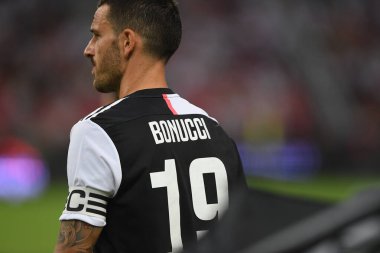 Kallang, Singapur - 21 Temmuz 2019: Juventus 'un oyuncusu, Juventus ve Spurs arasında Singapur' daki ulusal stadyumda 2019 yılındaki eylemde.  