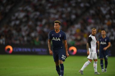 Kallang, Singapur - 21 Temmuz 2019: Dele Alli, Juventus ile Singapur Ulusal Stadyumu arasındaki buzul 2019 sırasında Tottenham Hotspur oyuncusu  