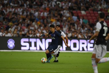 Kallang, Singapur - 21 Temmuz 2019: Heung-Min Son, Tottenham Hotspur oyuncusu Juventus ile Singapur 'daki ulusal stadyumda oynanan maç sırasında 
