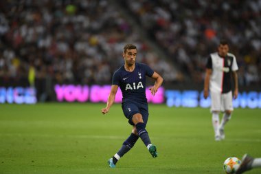 Kallang, Singapur - 21 Temmuz 2019: Tottenham Hotspur oyuncusu, Juventus ile Singapur 'daki ulusal stadyum arasında 2019 yılındaki eylemde. 